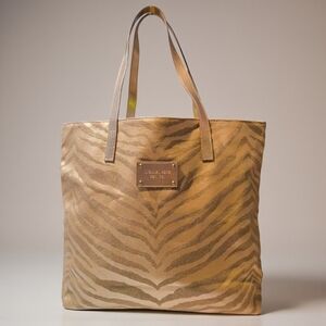 Michael Kors Gold Zebra Print Tote Bag